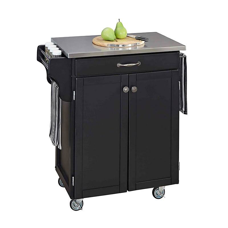Kitchen Cart with Stainless Steel Top, Black M2709