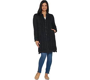 Black Long Merino Wool Cardigan N816795