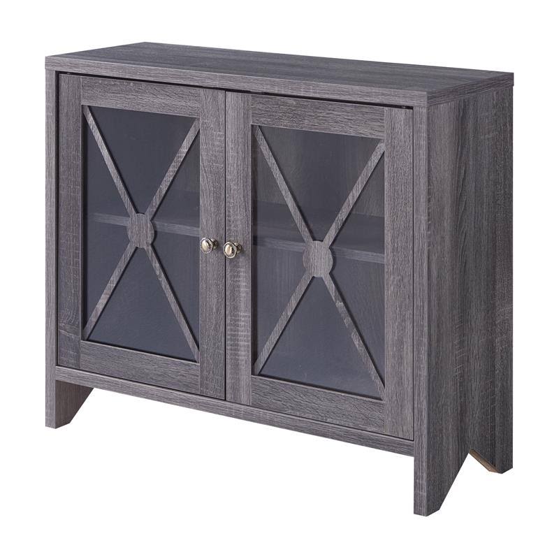Distressed Gray Wood Accent Storage Cabinet V344488