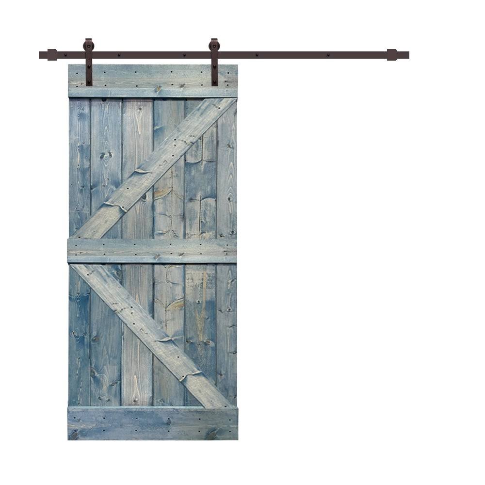 Colonial Maple Stained Pine Wood Interior Sliding Barn Door with Hardware Kit T71253