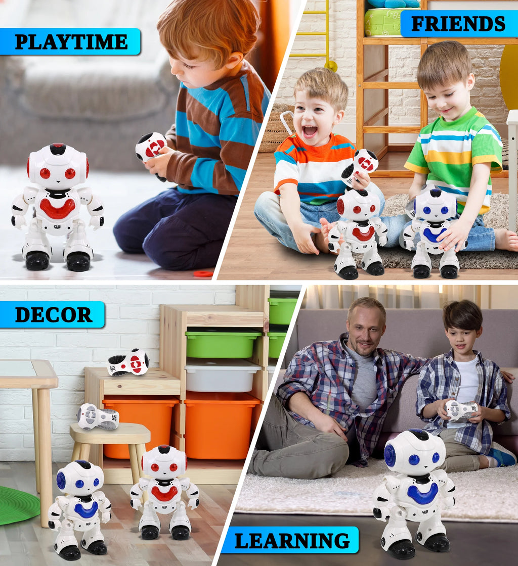 RC Robot Toys, Remote Control Red and Blue Interactive Robot Toy, Set of 2 F537577