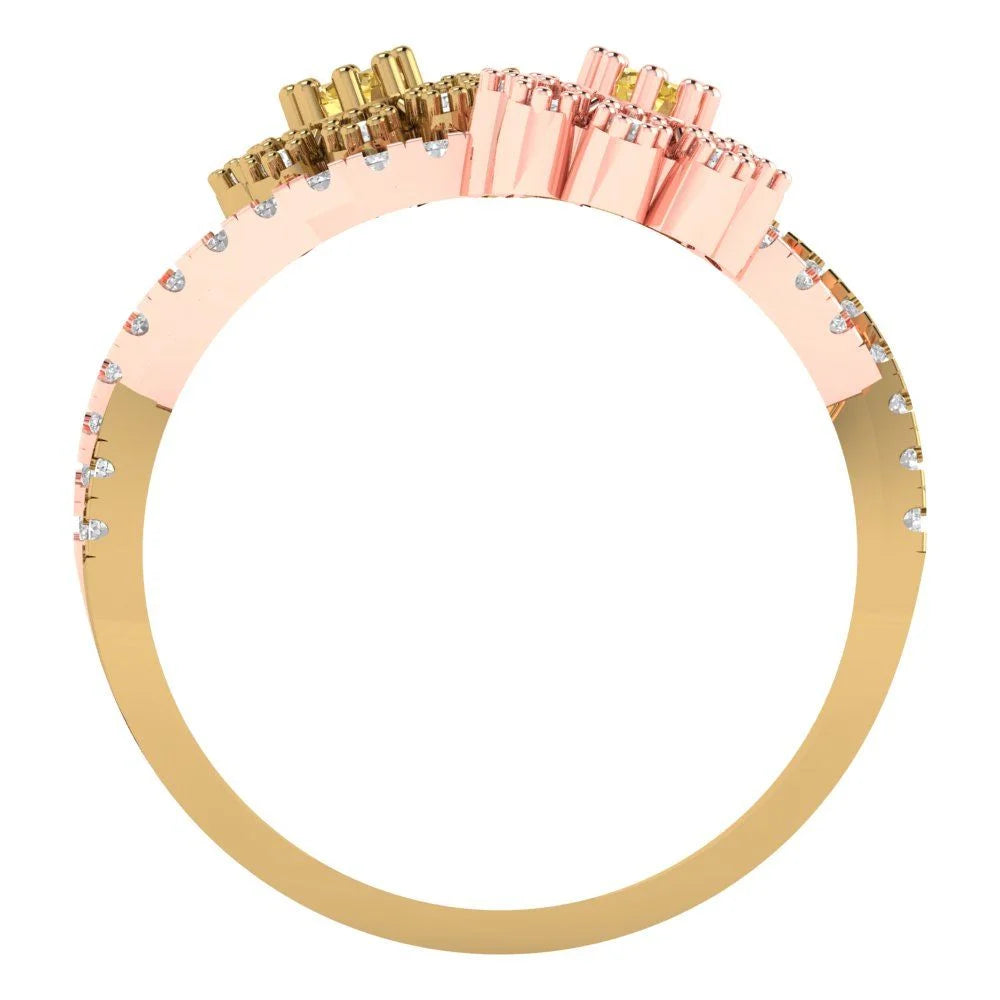 0.5 ct Round Cut Simulated Yellow Diamond 14k Yellow/Rose Gold Halo Ring size 6.5 M1872