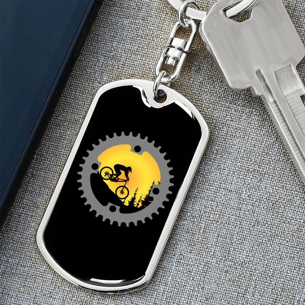 Stainless Steel or 18k Gold Swivel Dog Tag Keychain H6342