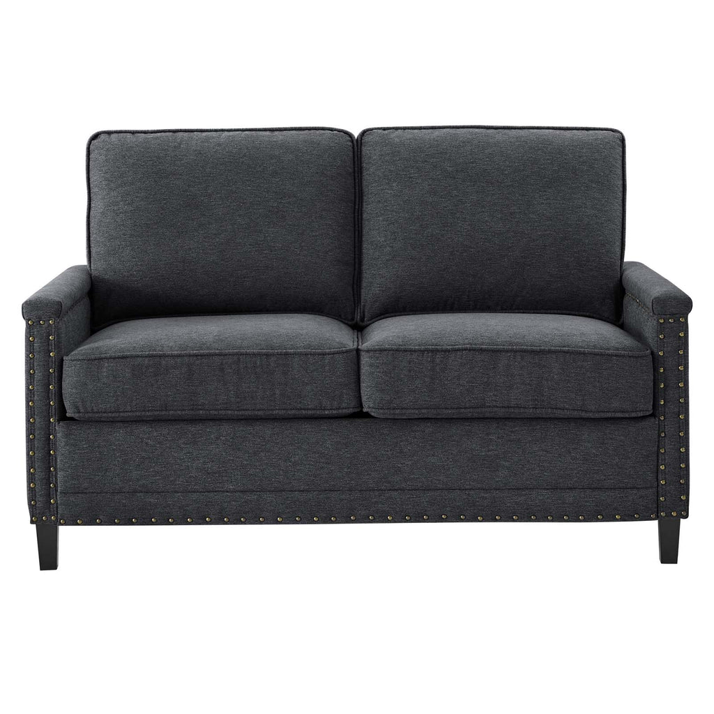 Dark Grey Fabric Loveseat Sofa D5800