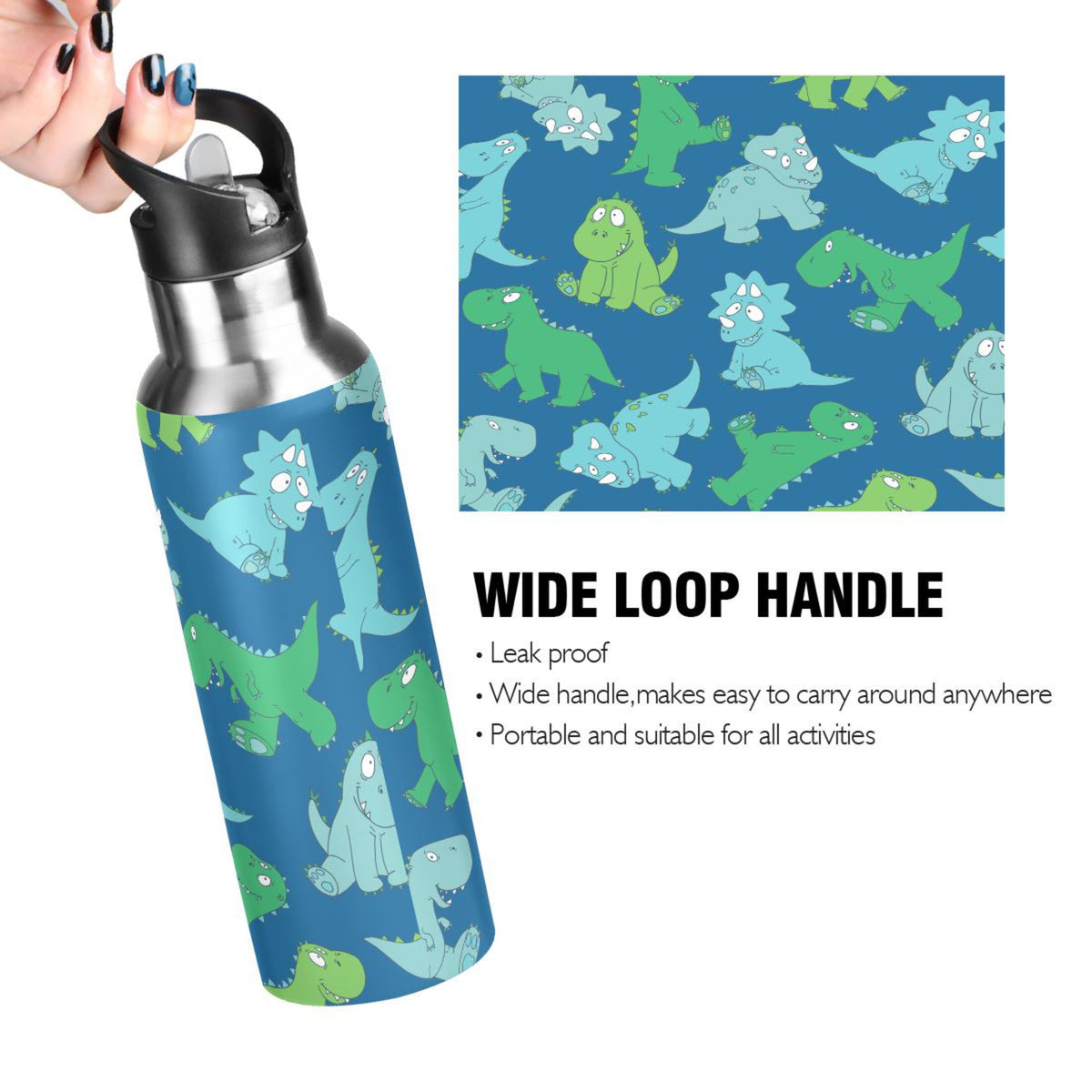 20 OZ Stainless Steel Vacuum Insulated Water Bottle with Straw Lid A471787