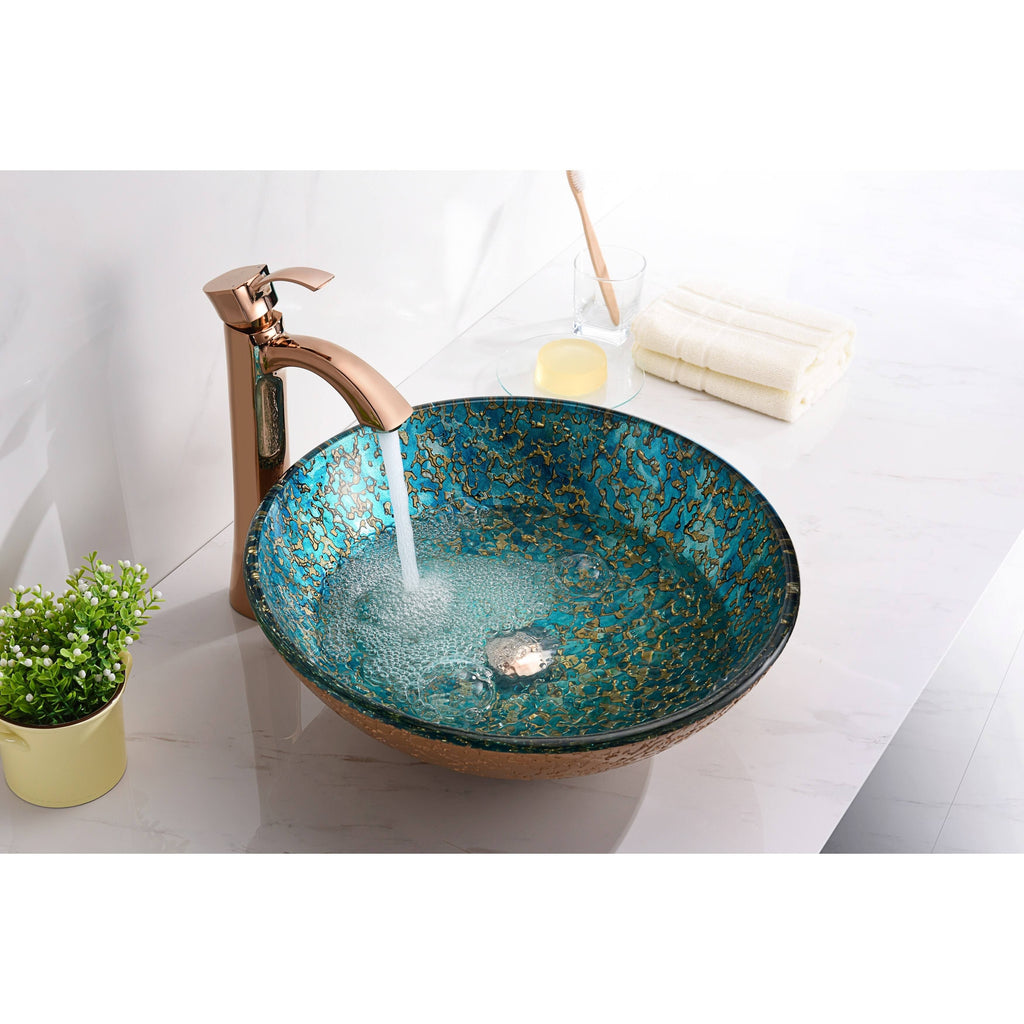 Gold/Cyan Mix Vessel Sink M523