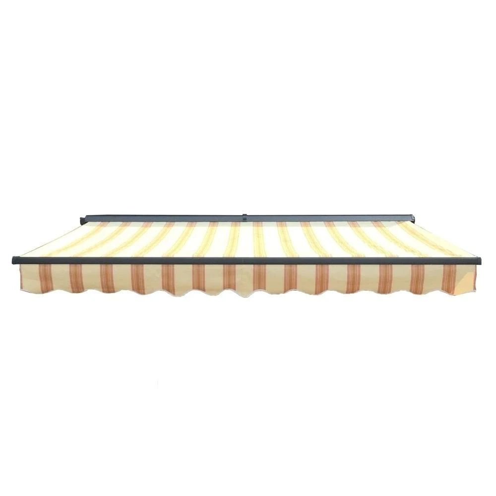 Motorized Retractable Patio Awning - 13 x 10 Feet - Multi-Striped Yellow J556
