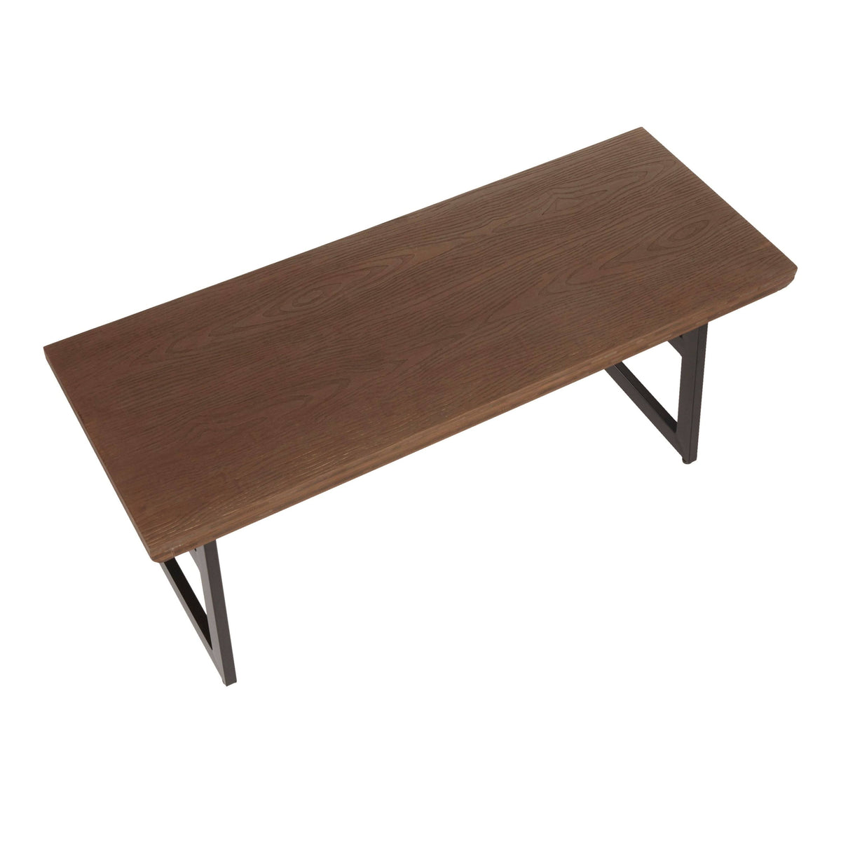 Black/Brown Metal and Wood Industrial Bench N82586