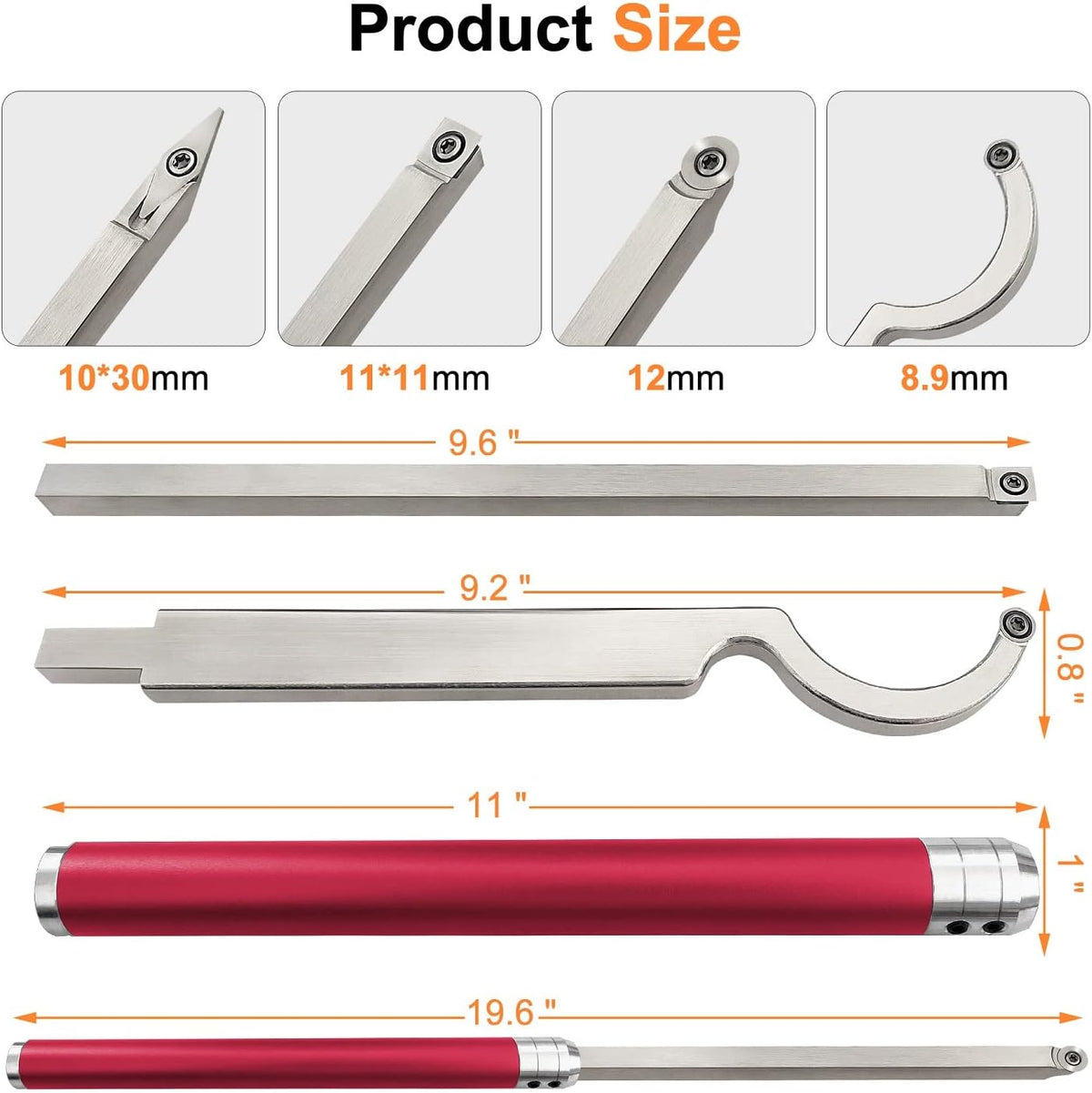 Carbide Lathe Turning Tools, 20 Full Size Woodturning Tools, Alloy Tool Set V6020