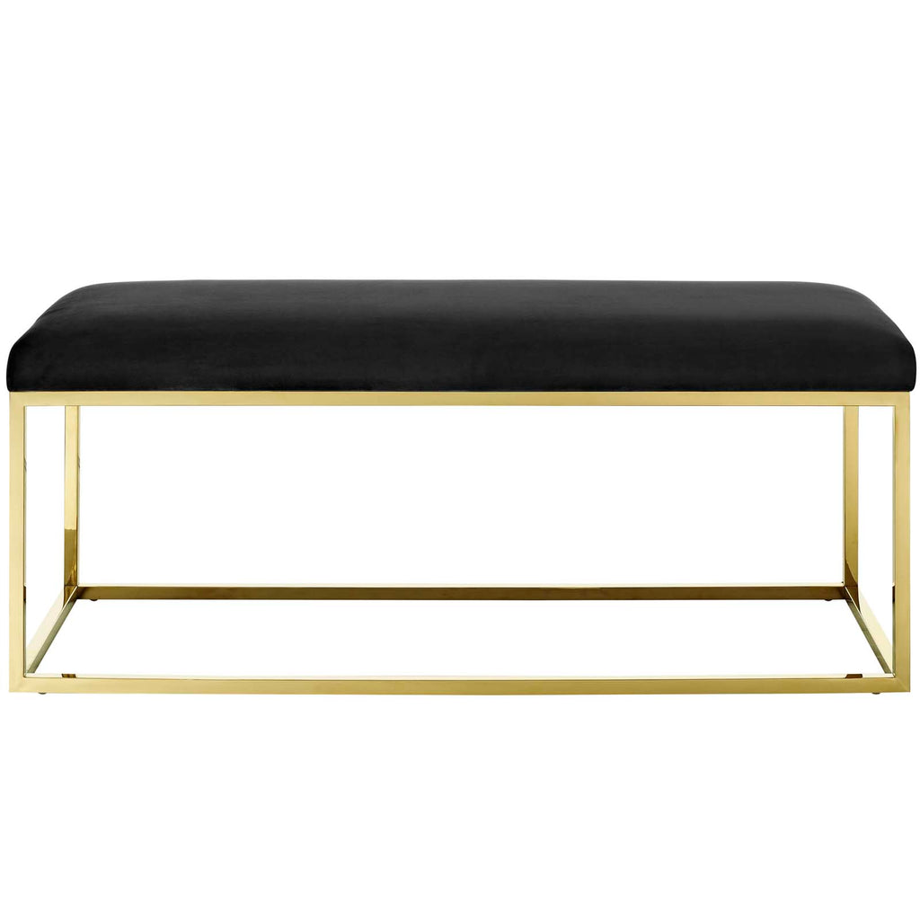Gold Black Velvet Accent Chair Bench W286