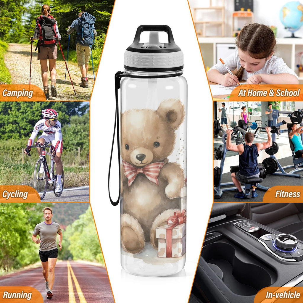 Clear 32oz Tritan Water Bottle with Straw B734