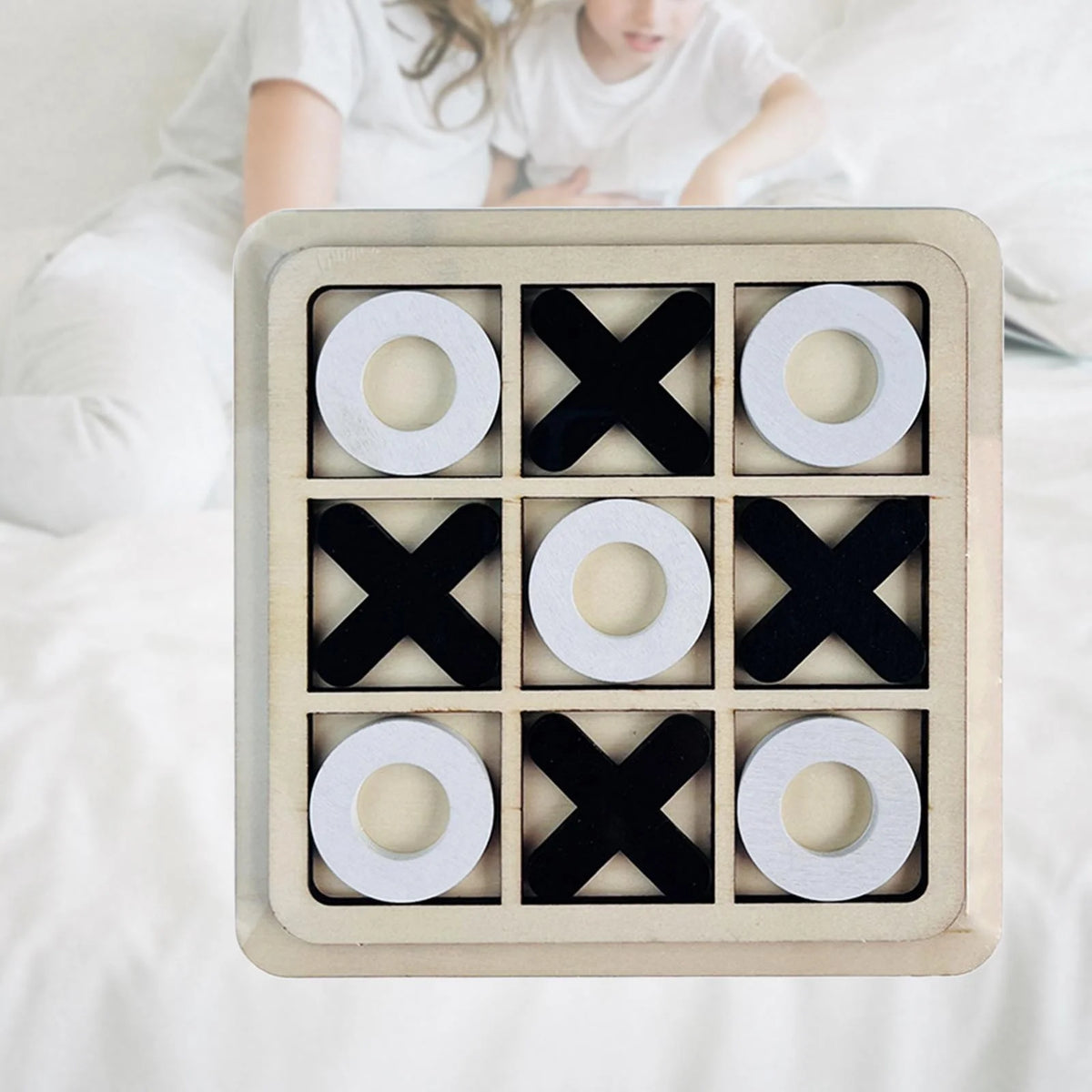 18cmx18cm Wood Tic Tac Toe Board Game E71205