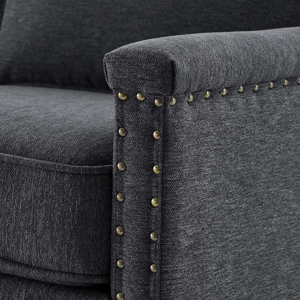 Dark Grey Fabric Loveseat Sofa D5800