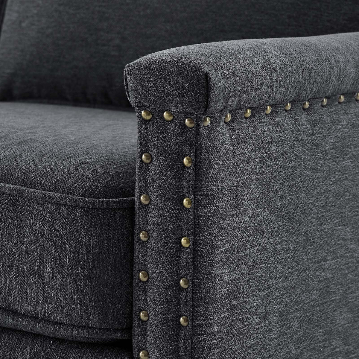 Dark Grey Fabric Loveseat Sofa D5800