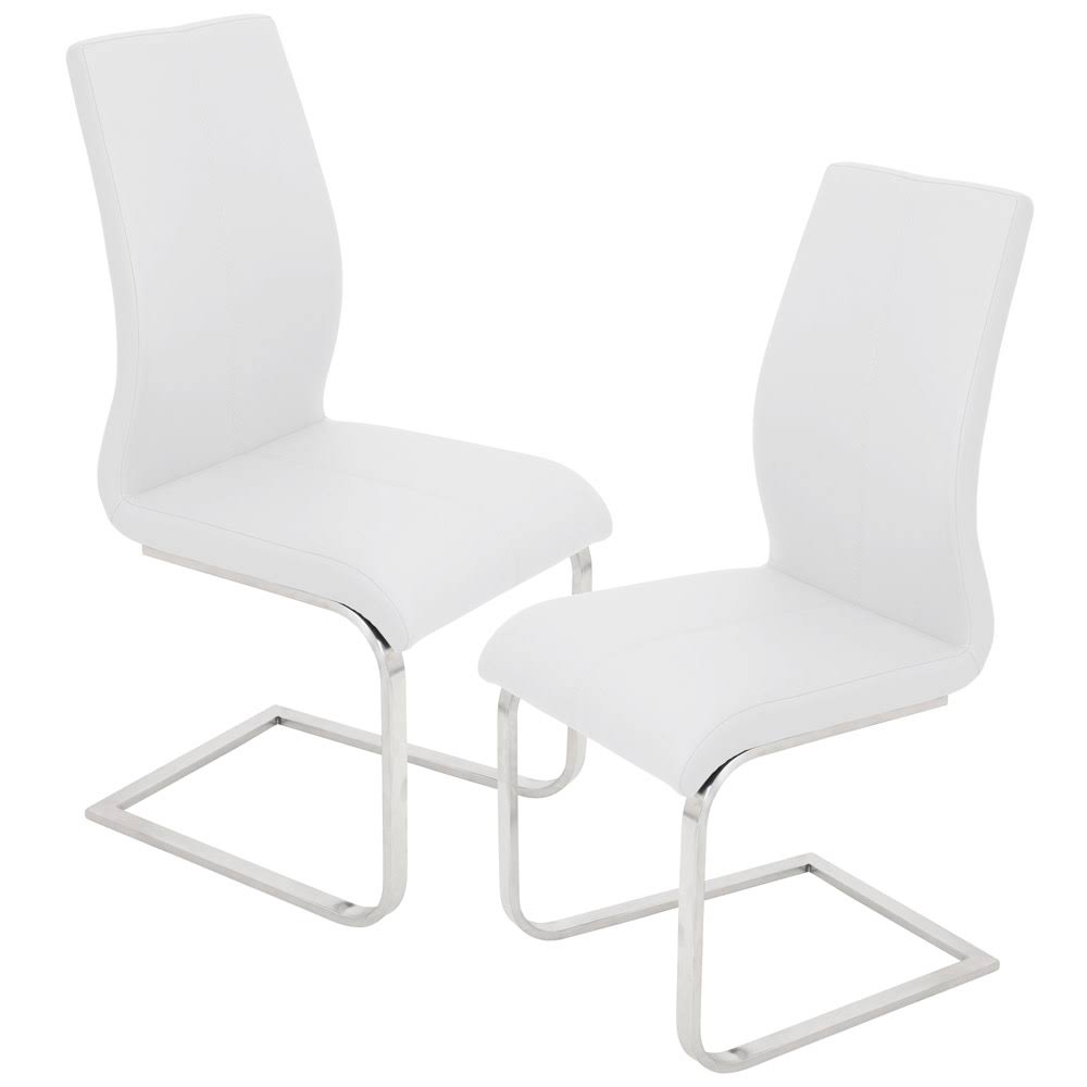 White Leather Dining Chair Set of 2 L7231