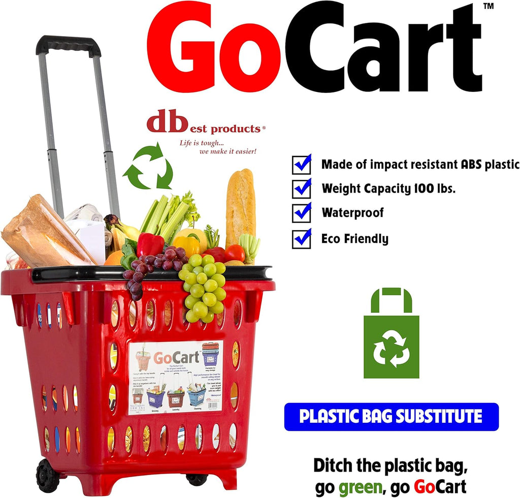 Crimson Red Grocery Cart on Wheels (5 pack) Q5330