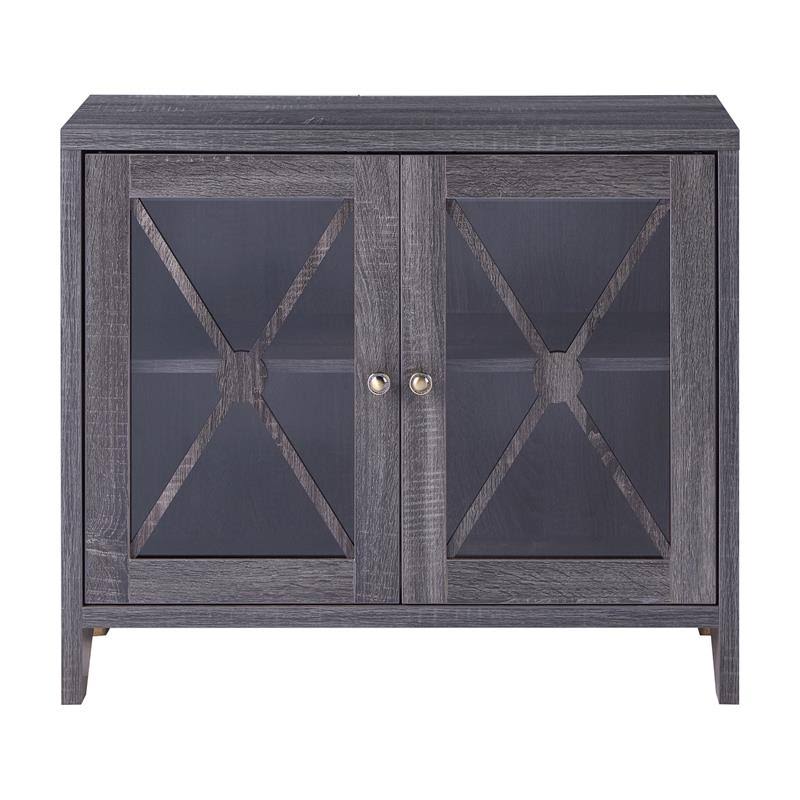 Distressed Gray Wood Accent Storage Cabinet V344488