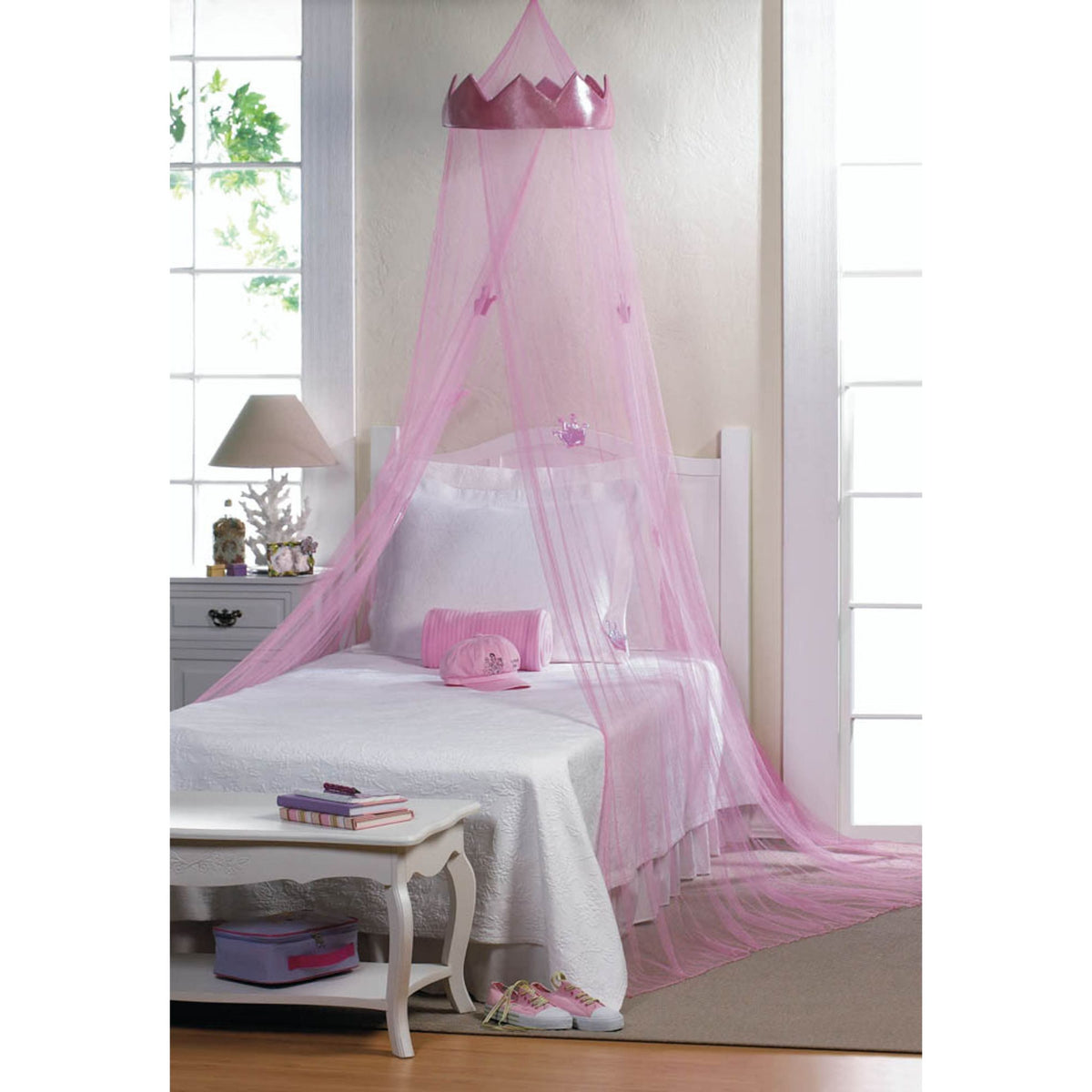 Pink Princess Bed Canopy with Crown E471947