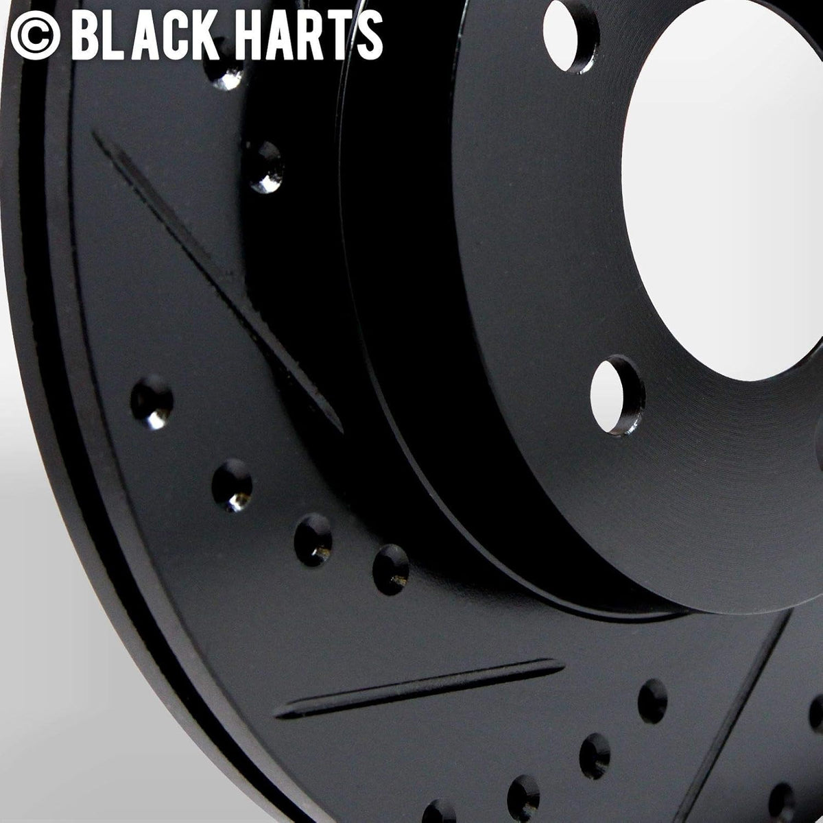 Front Brake Rotors Black Drilled Slotted Heavy Duty Pads Q451