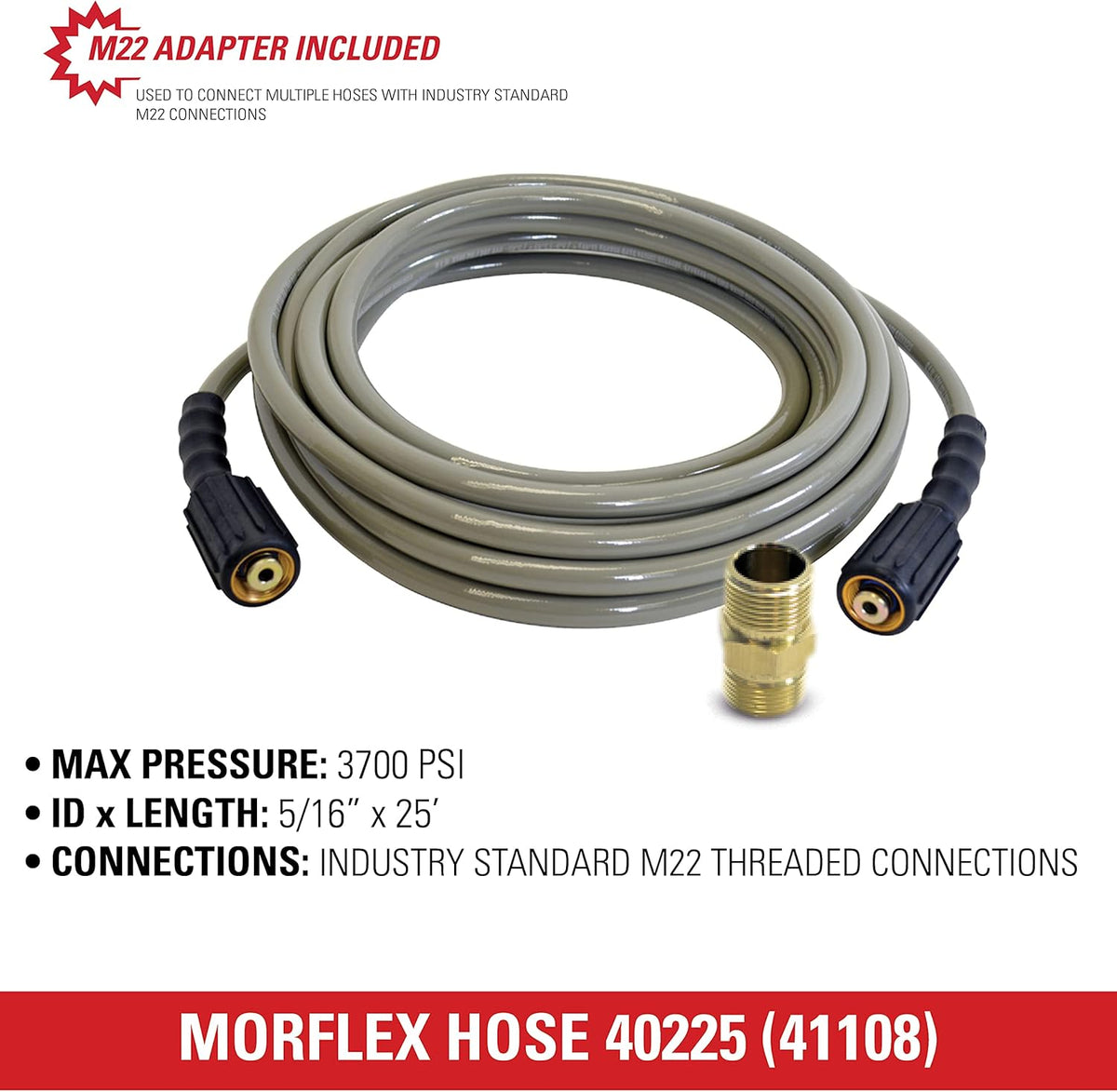 3700 PSI Pressure Washer Hose, 5/16 Inch by 25 Feet, Pack of 2 P147687