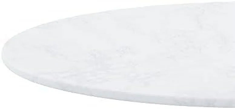 Round Dining Table with Marble Table Top Metal Base Pedestal Table V313873