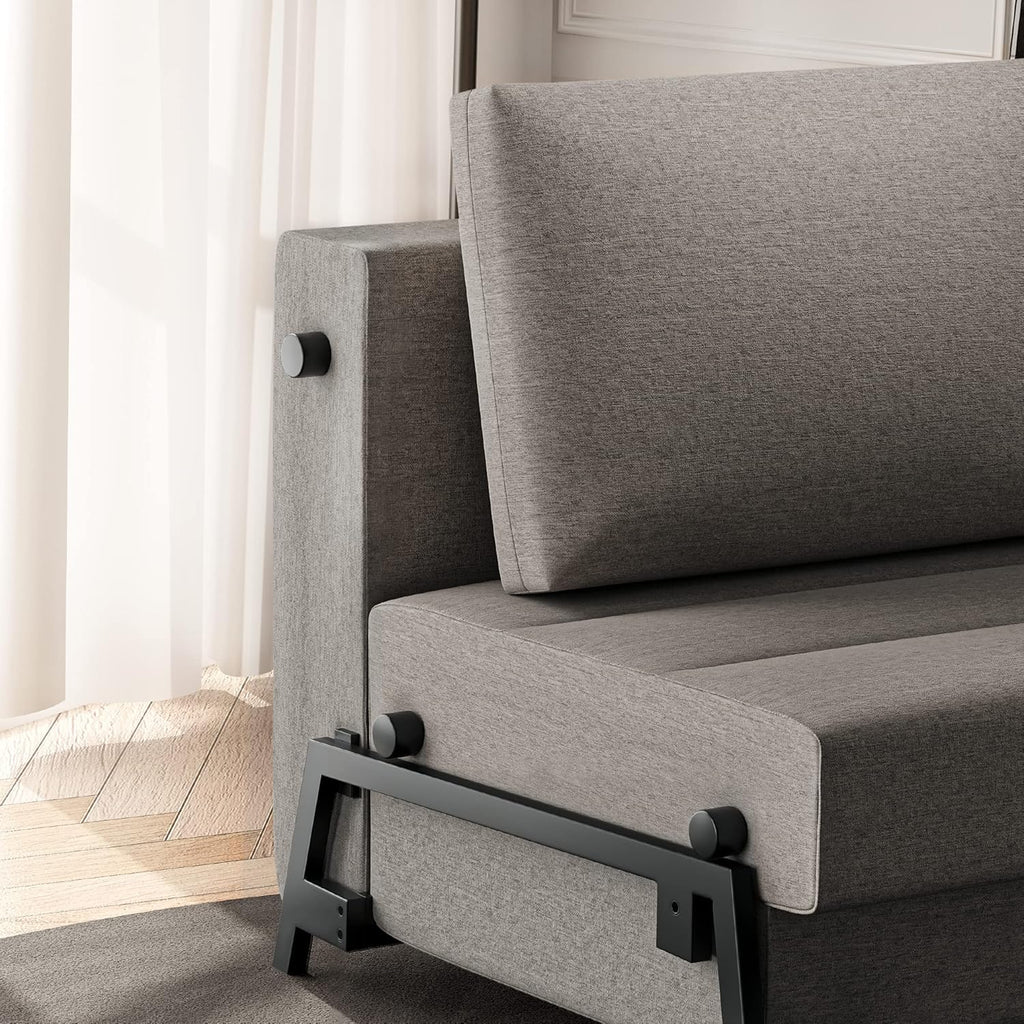 Light Gray Linen Convertible Sofa Bed W372866