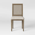 Beige Fabric Seat Cane Back Dining Chair K7840