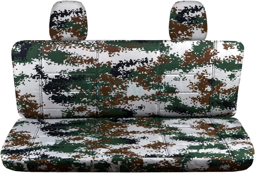 Blue Camouflage Rear 60/40 Split Bench Truck Seat Covers H7053