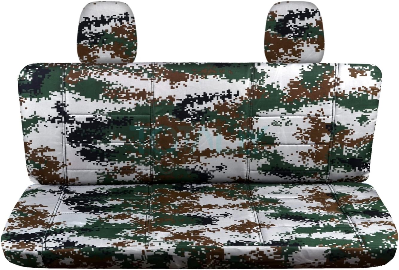 Blue Camouflage Rear 60/40 Split Bench Truck Seat Covers H7053