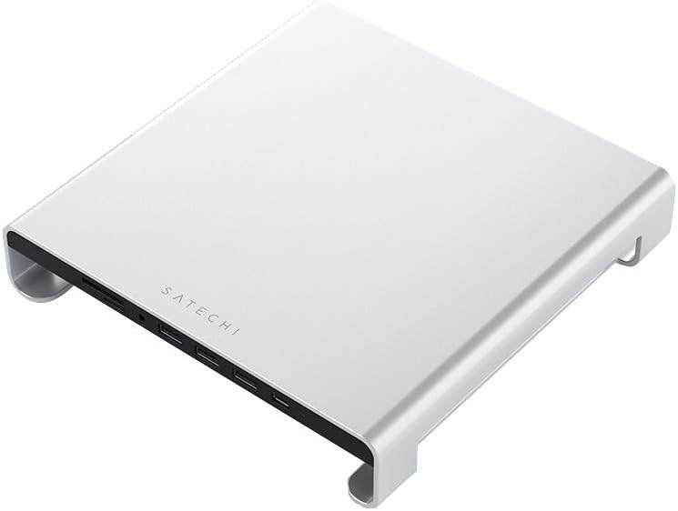 Type-C Aluminum Monitor Stand Hub with USB-C Data, USB 3.0, Micro/SD Card Slots & 3.5mm Headphone Jack T716507
