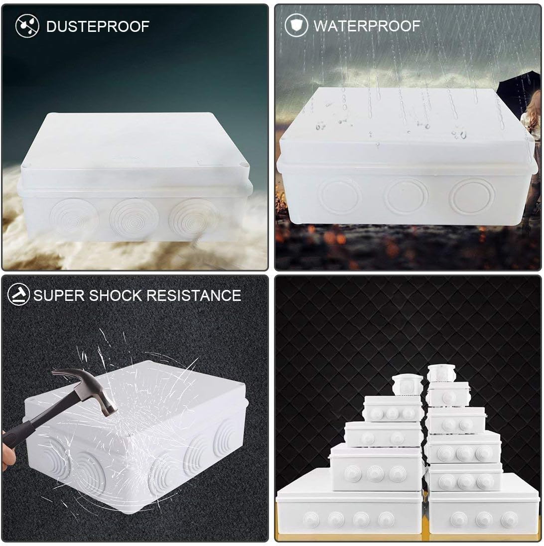 ABS Plastic IP65 Junction Box White Pack of 2 S664