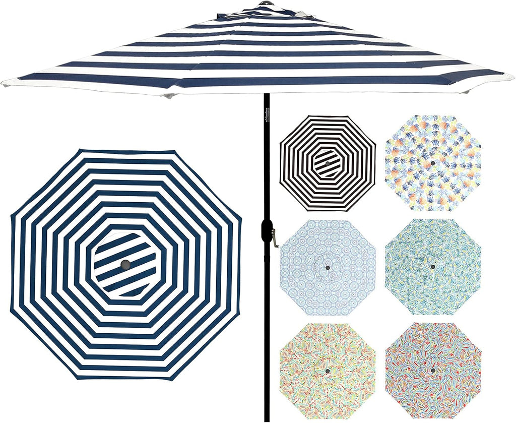 9' Patio Umbrella with Push Button Tilt and Crank, 8 Ribs O724