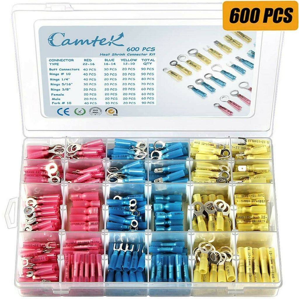 600 Pcs Heat Shrink Waterproof Butt Wire Connectors Terminals M517