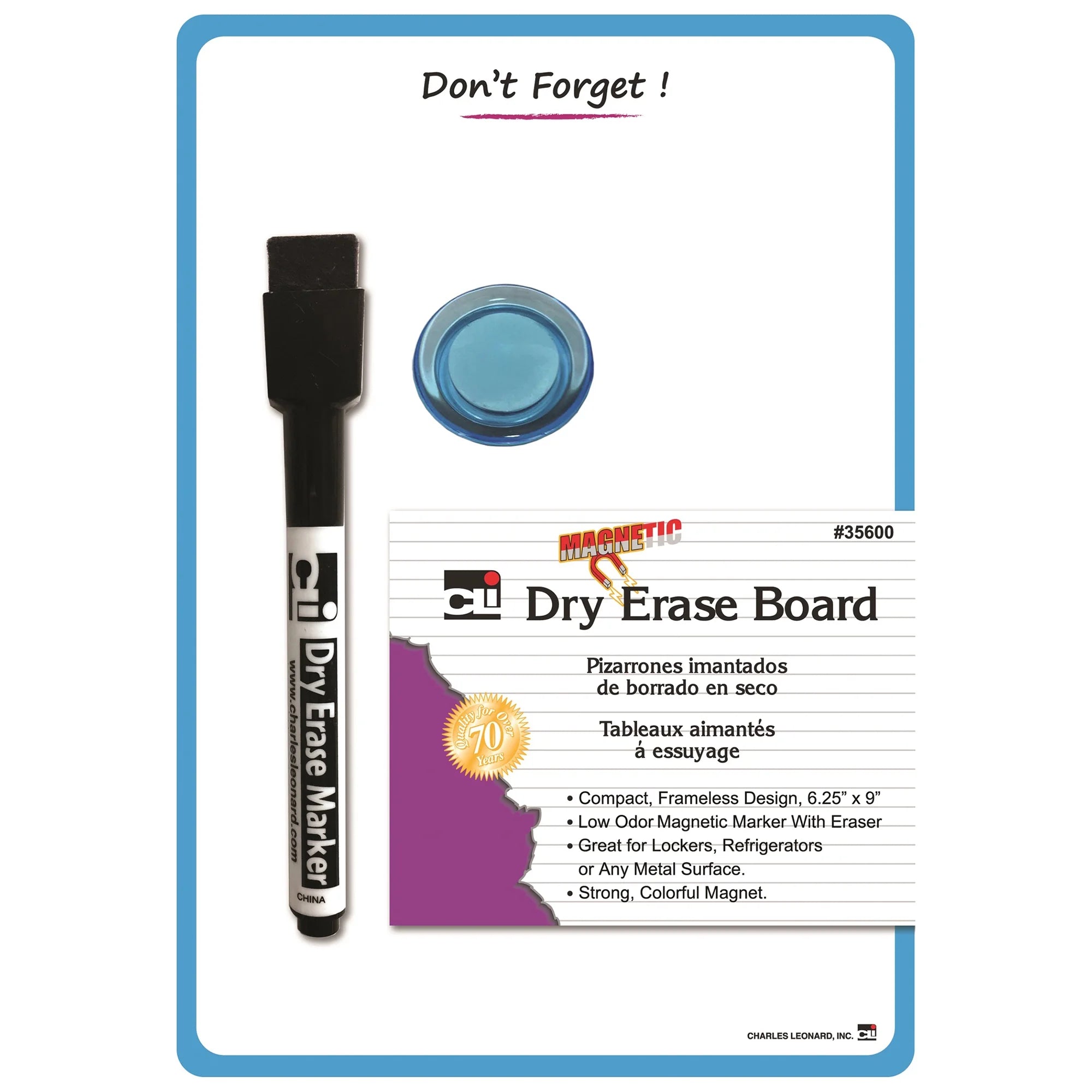 36 Pieces Blue Frame Magnetic Mini Dry Erase Boards I41968