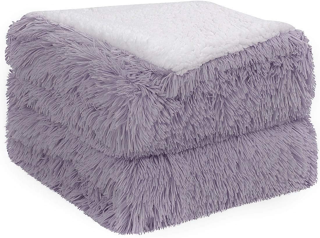 Queen Size Faux Fur Reversible Sherpa Blanket W370776