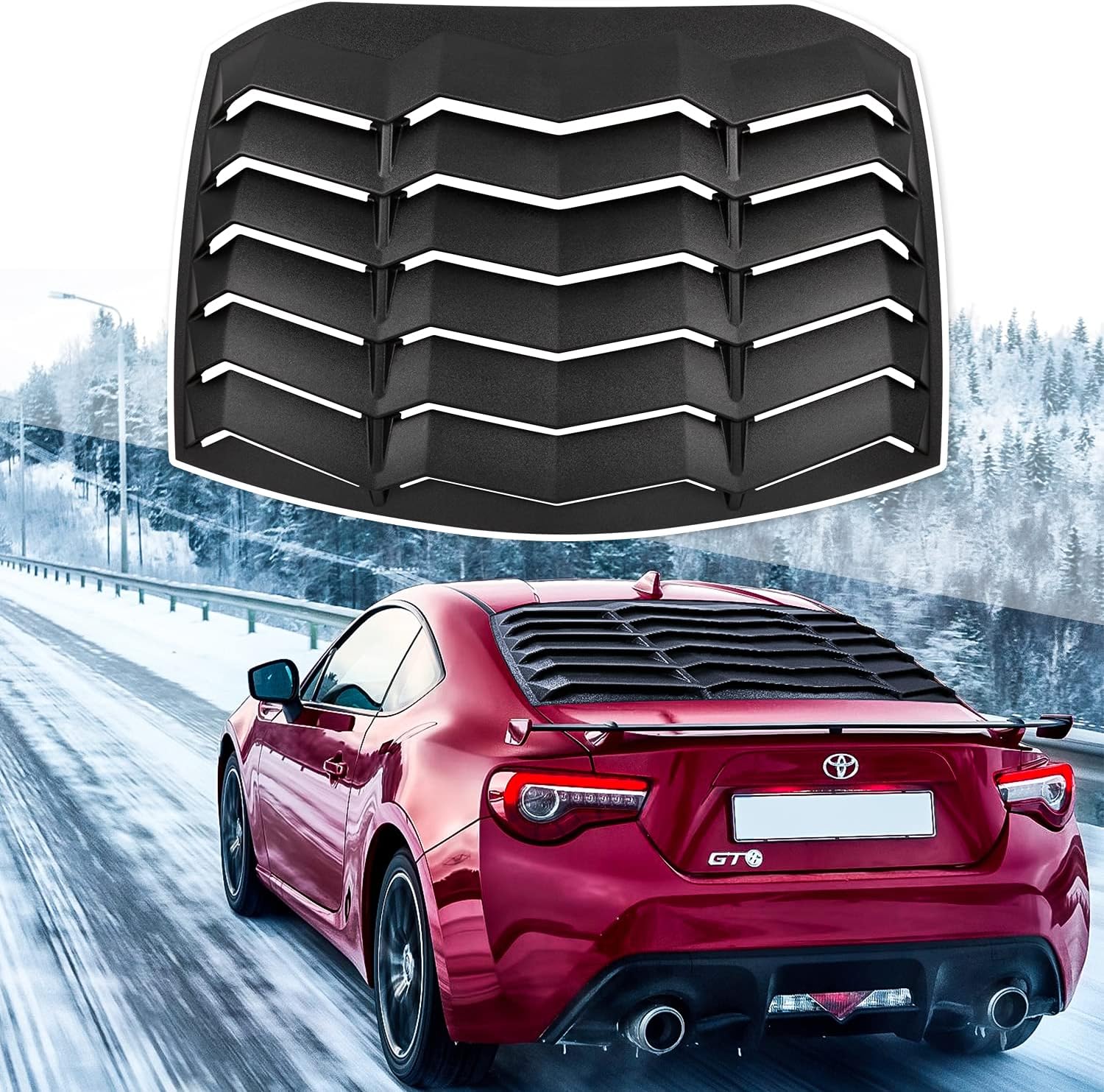 Rear Window Louver ABS Matte Black Windshield Sunshade Cover D6512