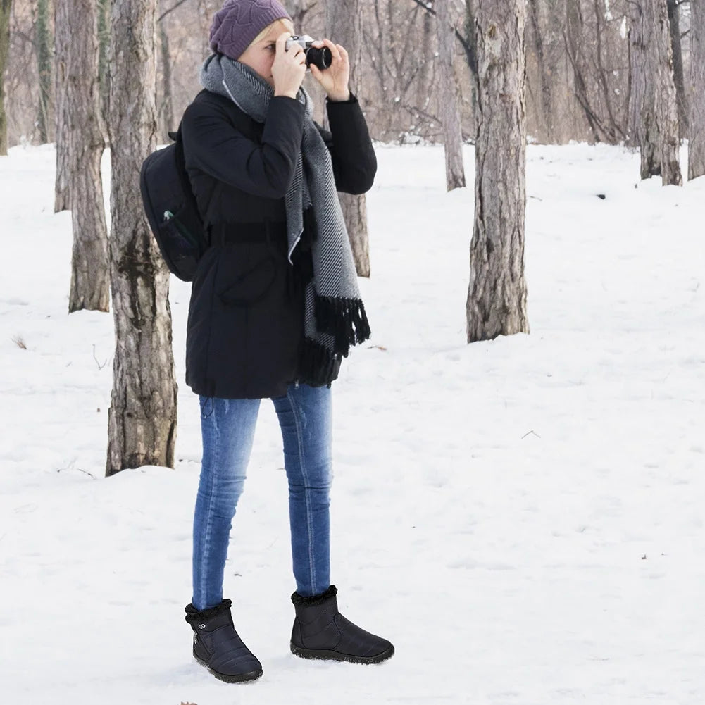 Waterproof Faux Fur Ankle Booties O83407
