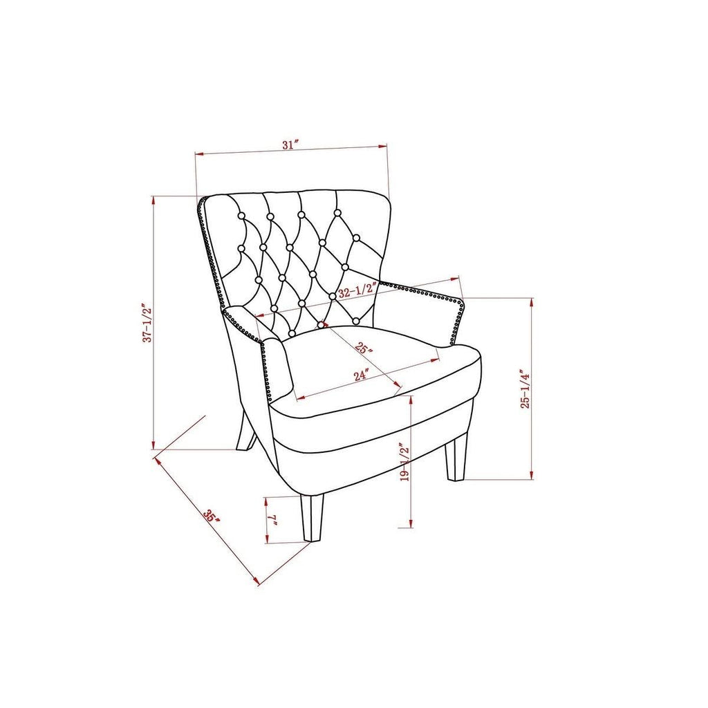 Blue Button Tufted Accent Chair with Nailhead Trim E492