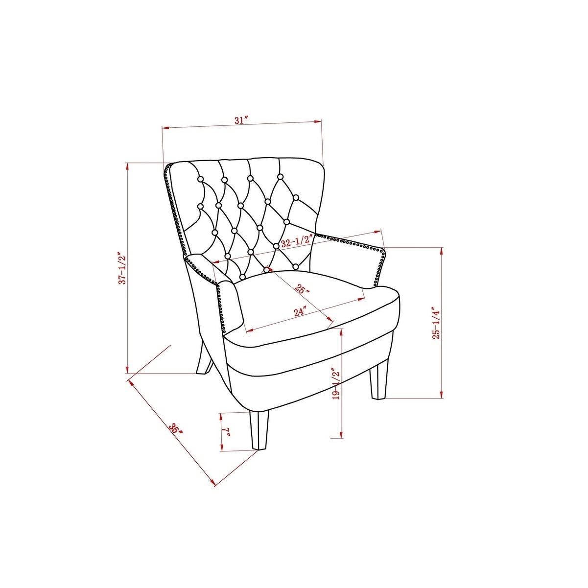 Blue Button Tufted Accent Chair with Nailhead Trim E492