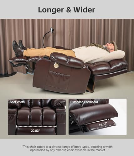 Grey Fabric Power Lift Recliner Chair with Cupholder and USB Ports O908