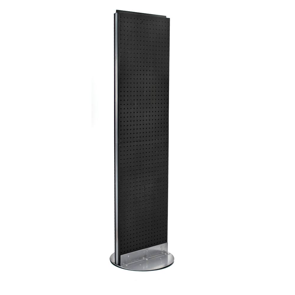 Black Two-Sided Pegboard Floor Display on Revolving Base J1031