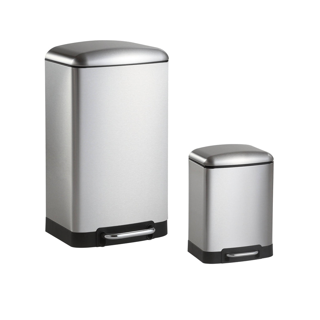 Rectangular 8-Gallon Soft-Close Lid Stainless Steel Trash Can M1229