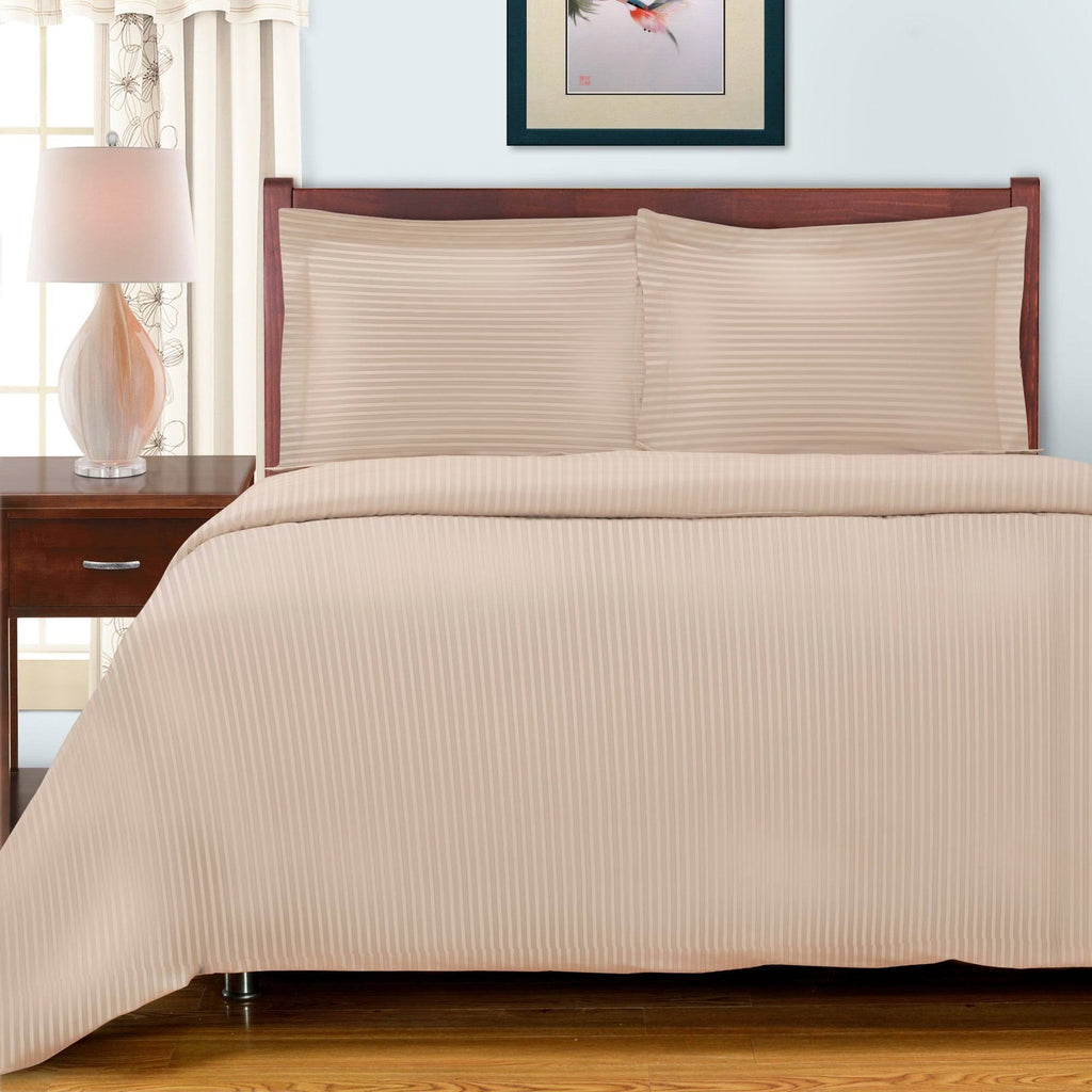 300-Thread Count Egyptian Cotton Stripe Duvet Cover Set, White, King/California King H355027