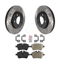 Front Coated Drilled Slotted Disc Brake Rotors And Semi-Metallic Pads Kit B12374