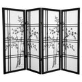 4 ft. Tall Bamboo Shoji Screen - 4 Panel - Black L47474