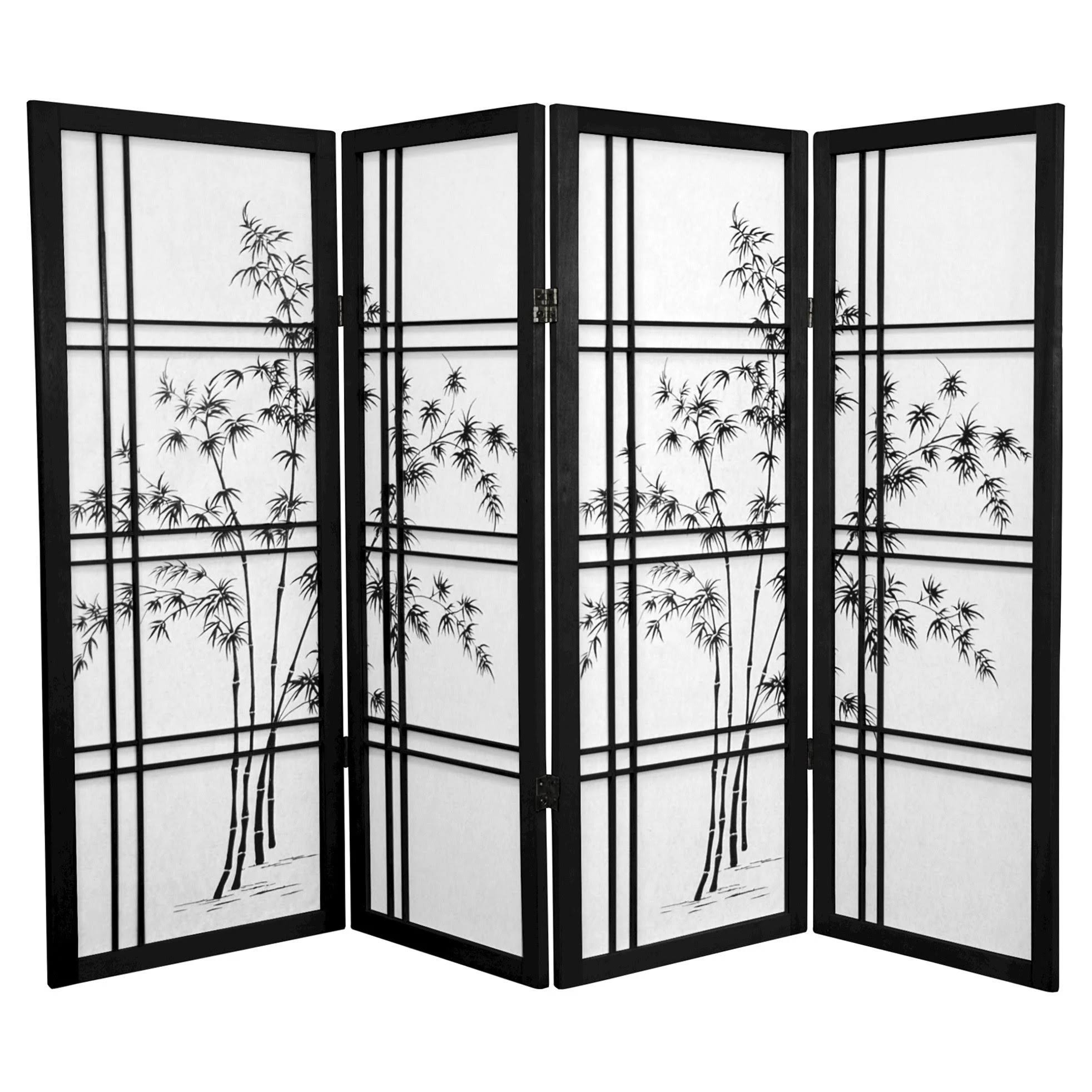 4 ft. Tall Bamboo Shoji Screen - 4 Panel - Black L47474