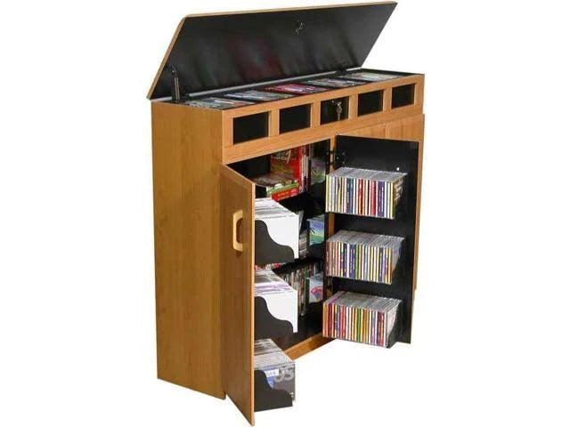 Top Load Media Cabinet Oak/Black V47010