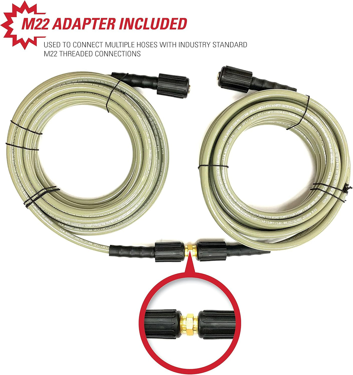 3700 PSI Pressure Washer Hose, 5/16 Inch by 25 Feet, Pack of 2 P147687