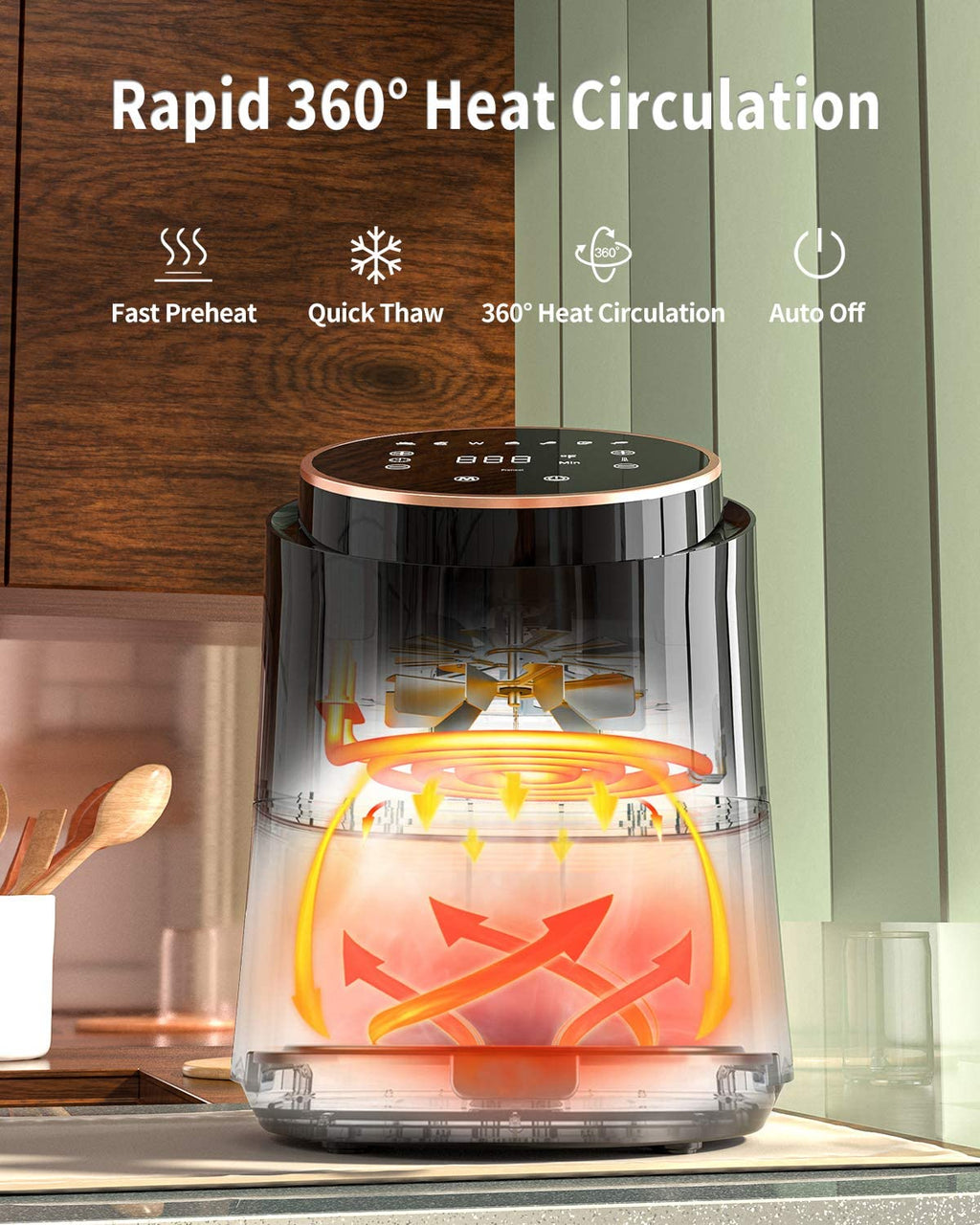 Black 1500W Electric Air Fryer V340