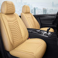 Beige Leather Car Seat Covers 5 Seats Full Set V103859